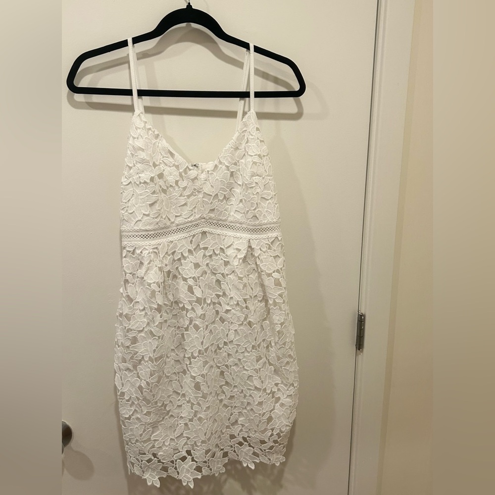 Lush White Floral Lace Mini Dress